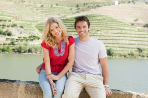 Couple sitting by douro river
